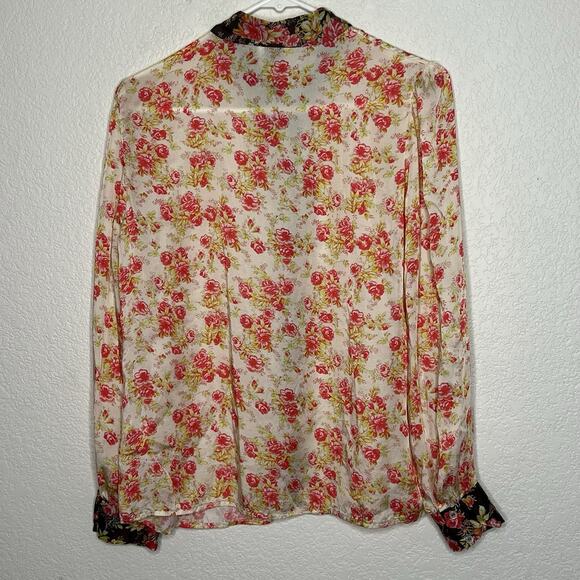 Anthropologie Hemant & Nandita Fatima Mixed Floral Button Up Blouse Small Ae14 - Picture 9 of 12
